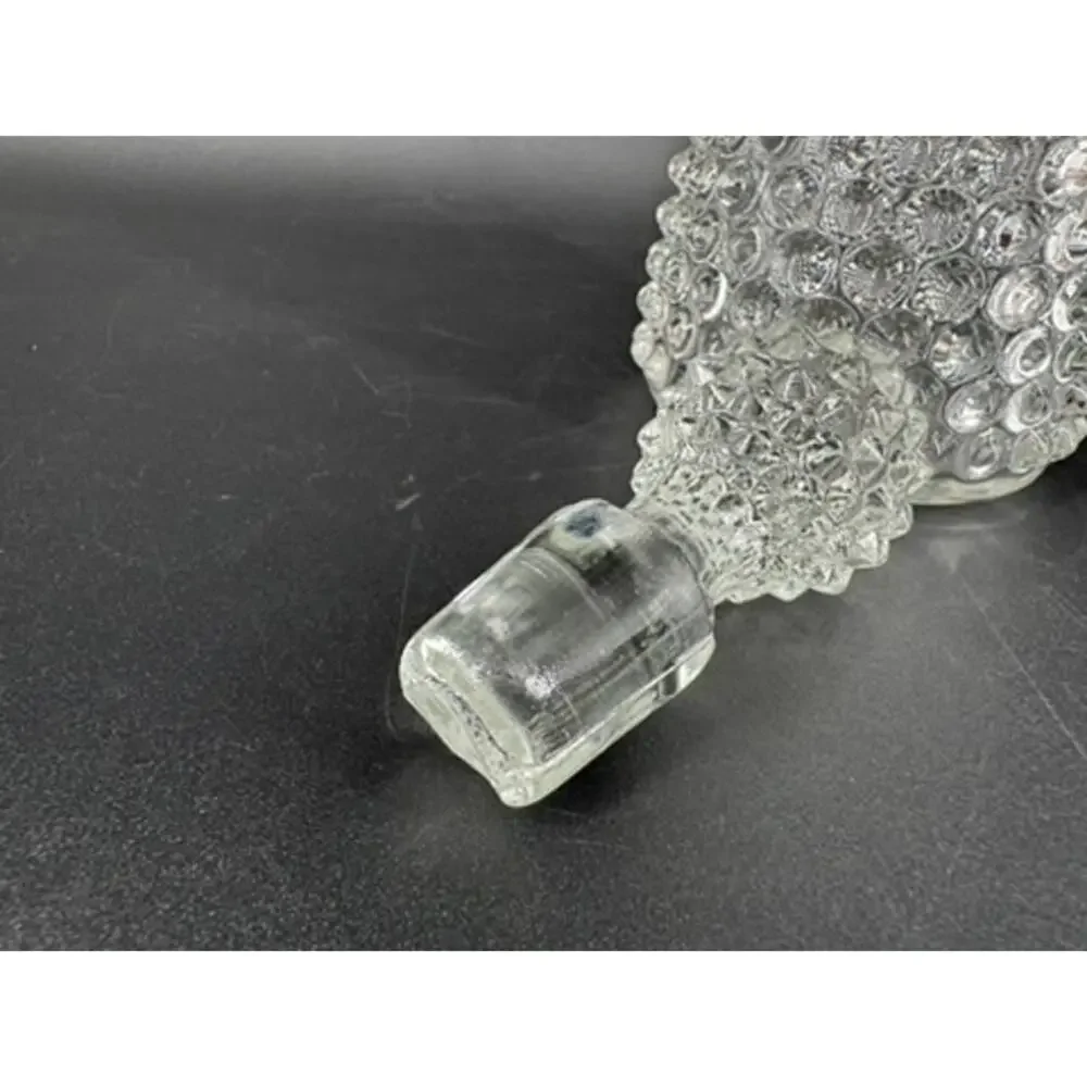 EAPG Hobnail Bullseye Glass Decanter Cruet w/ Original Pinecone Finial Stopper